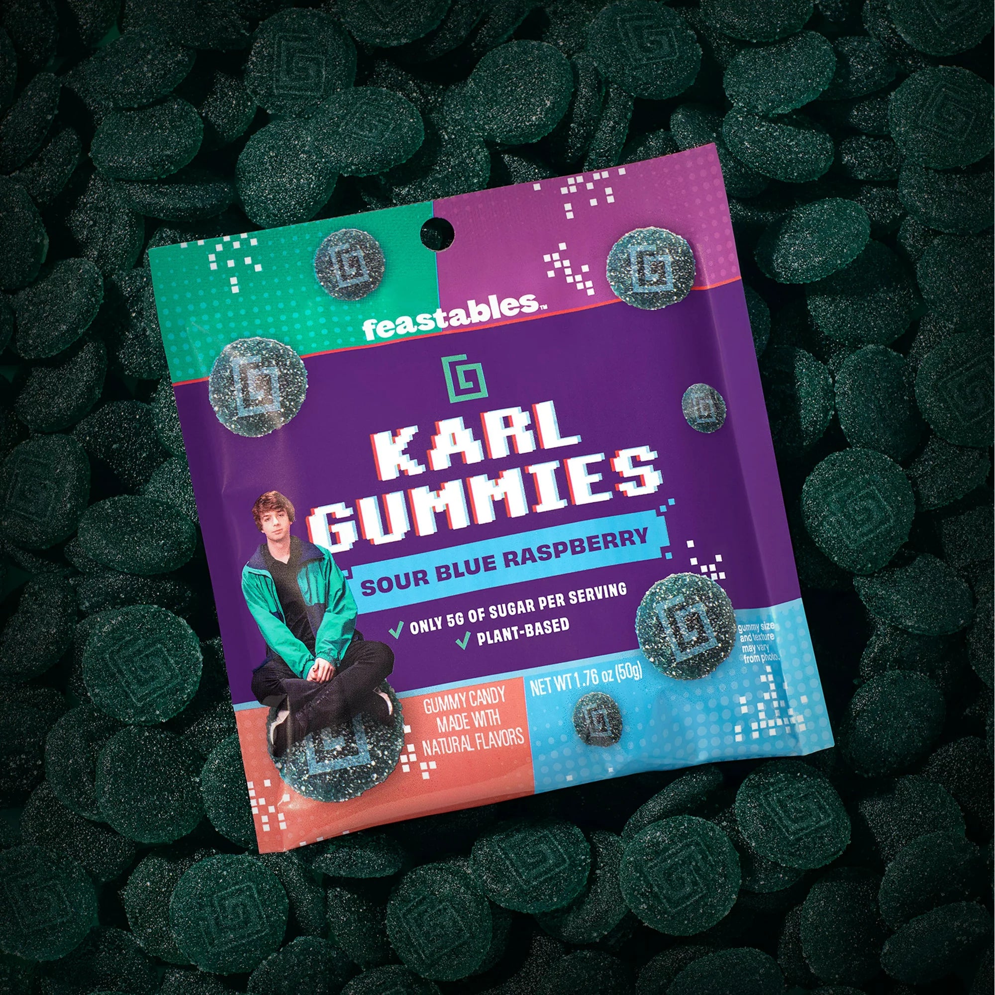 Karl Gummies Mr Beast Feastables Sour Blue Raspberry 50g \u2013 Candy America