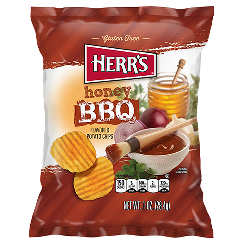 Herrs Honey BBQ Potato Chips 28g