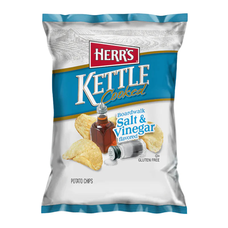 Herrs Boardwalk Salt & Vinegar Kettle Cooked Chips 32g